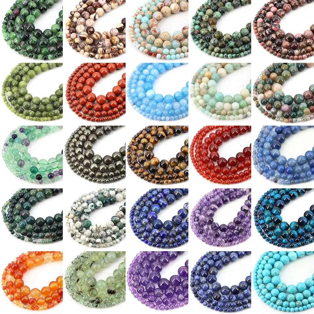 Natural Stone Beads Blue Tiger Eye Crystal Amethyst Rose Quartz Gemstone Bead for Jewelry Making Bracelet Necklace 4/6/8/10MM