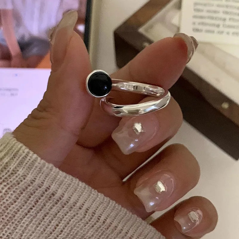 925 Sterling Silver Ring New Thick Simple Wave Thai Solid Double-layer Rings Trendy Couple Women Gift Dropship