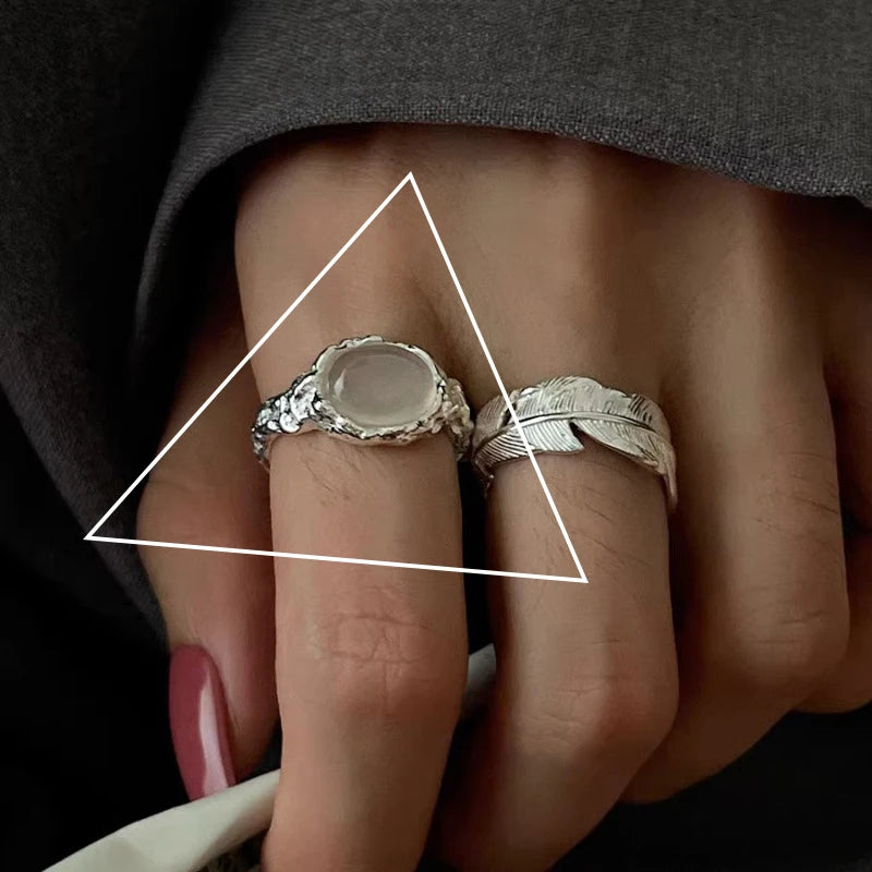 925 Sterling Silver Ring New Thick Simple Wave Thai Solid Double-layer Rings Trendy Couple Women Gift Dropship