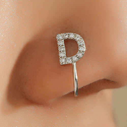 No Piercing Nose Pin Copper Inlaid Zircon Letter U Shape