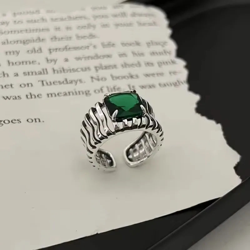 925 Sterling Silver Ring New Thick Simple Wave Thai Solid Double-layer Rings Trendy Couple Women Gift Dropship