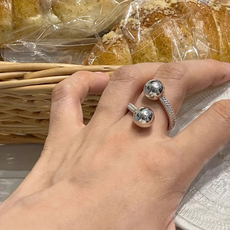 925 Sterling Silver Ring New Thick Simple Wave Thai Solid Double-layer Rings Trendy Couple Women Gift Dropship