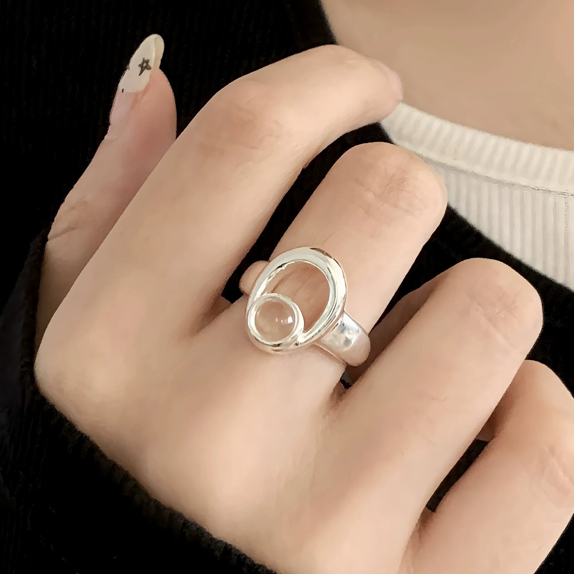925 Sterling Silver Ring New Thick Simple Wave Thai Solid Double-layer Rings Trendy Couple Women Gift Dropship