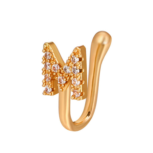 No Piercing Nose Pin Copper Inlaid Zircon Letter U Shape