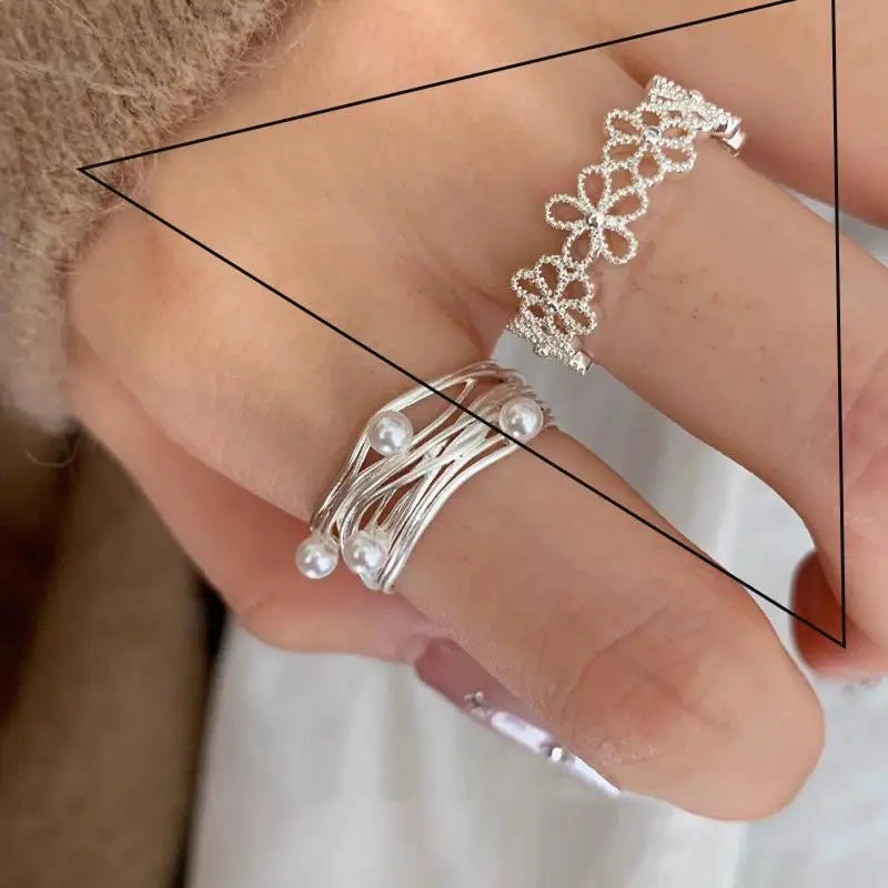 925 Sterling Silver Ring New Thick Simple Wave Thai Solid Double-layer Rings Trendy Couple Women Gift Dropship