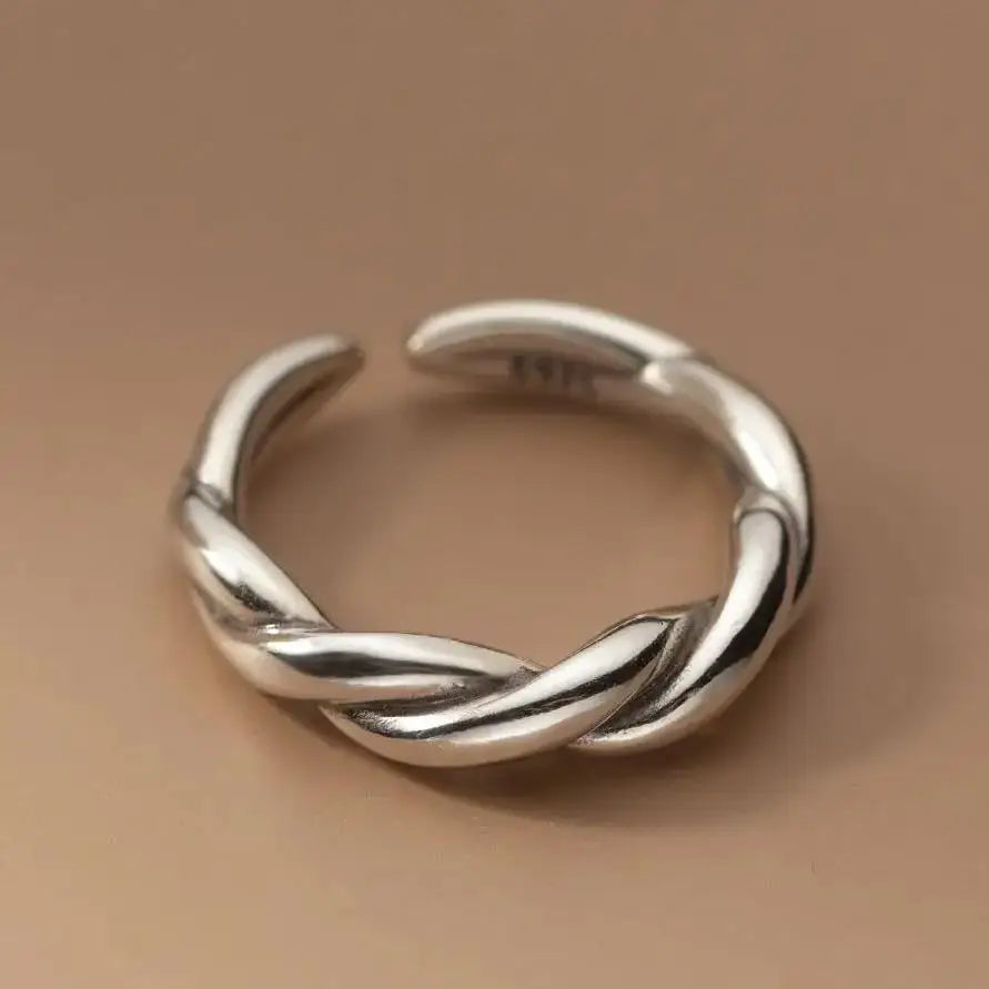 925 Sterling Silver Ring New Thick Simple Wave Thai Solid Double-layer Rings Trendy Couple Women Gift Dropship