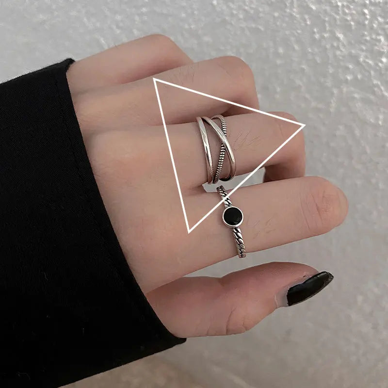 925 Sterling Silver Ring New Thick Simple Wave Thai Solid Double-layer Rings Trendy Couple Women Gift Dropship