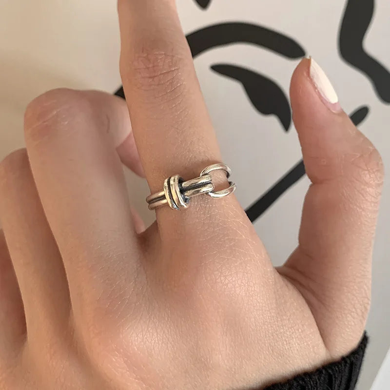 925 Sterling Silver Ring New Thick Simple Wave Thai Solid Double-layer Rings Trendy Couple Women Gift Dropship