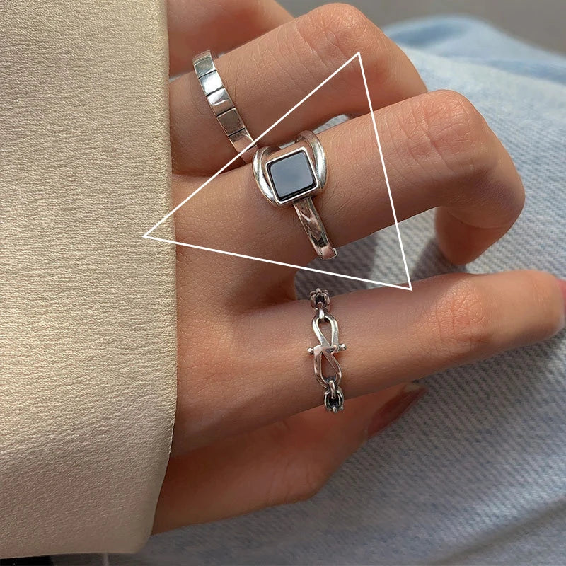 925 Sterling Silver Ring New Thick Simple Wave Thai Solid Double-layer Rings Trendy Couple Women Gift Dropship