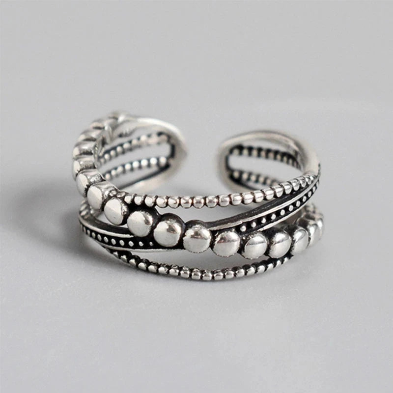 925 Sterling Silver Ring New Thick Simple Wave Thai Solid Double-layer Rings Trendy Couple Women Gift Dropship