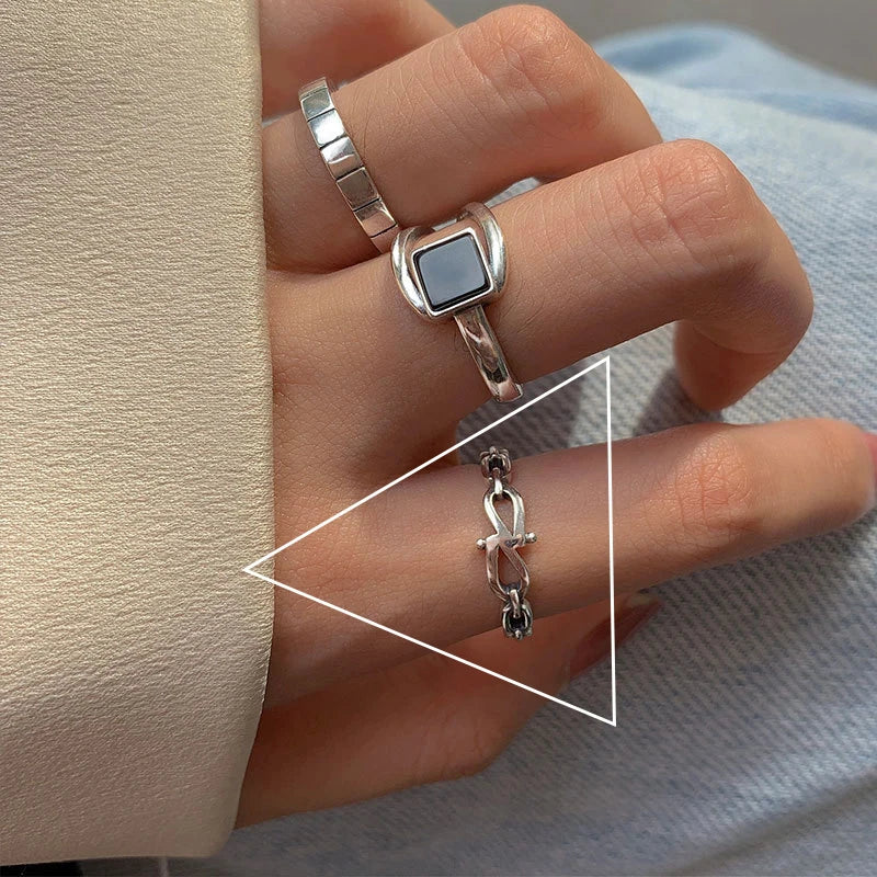 925 Sterling Silver Ring New Thick Simple Wave Thai Solid Double-layer Rings Trendy Couple Women Gift Dropship