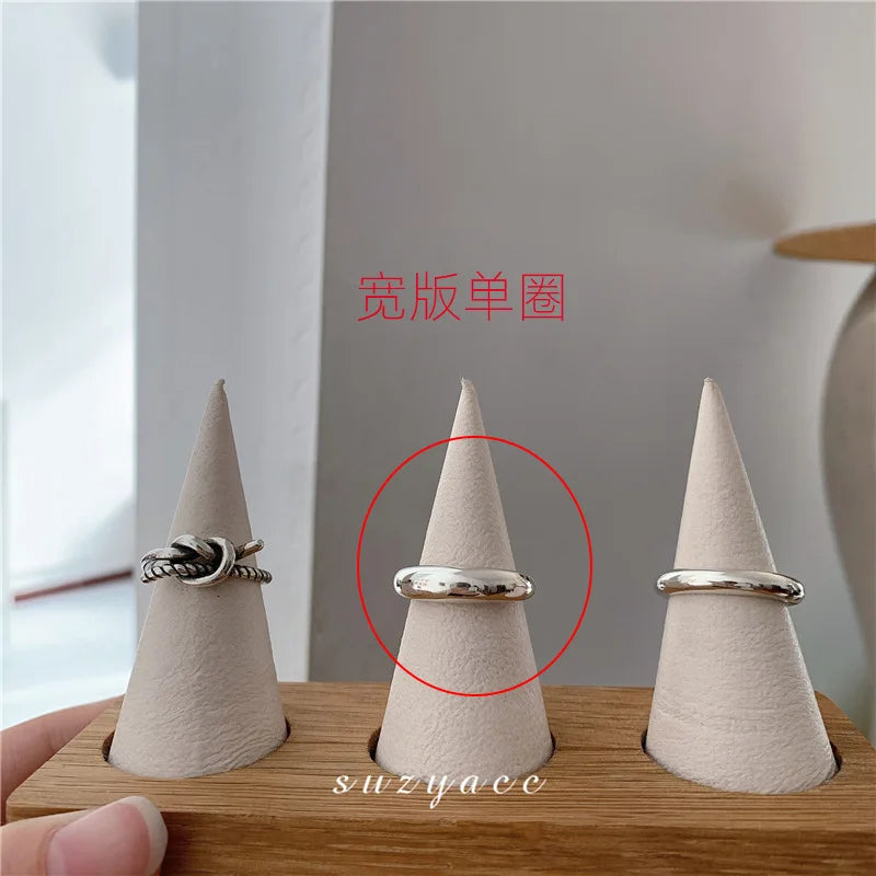 925 Sterling Silver Ring New Thick Simple Wave Thai Solid Double-layer Rings Trendy Couple Women Gift Dropship