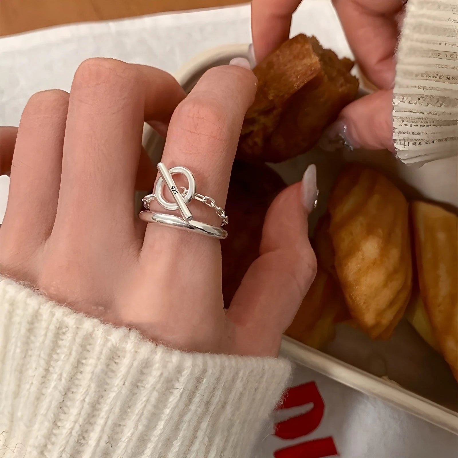 925 Sterling Silver Ring New Thick Simple Wave Thai Solid Double-layer Rings Trendy Couple Women Gift Dropship