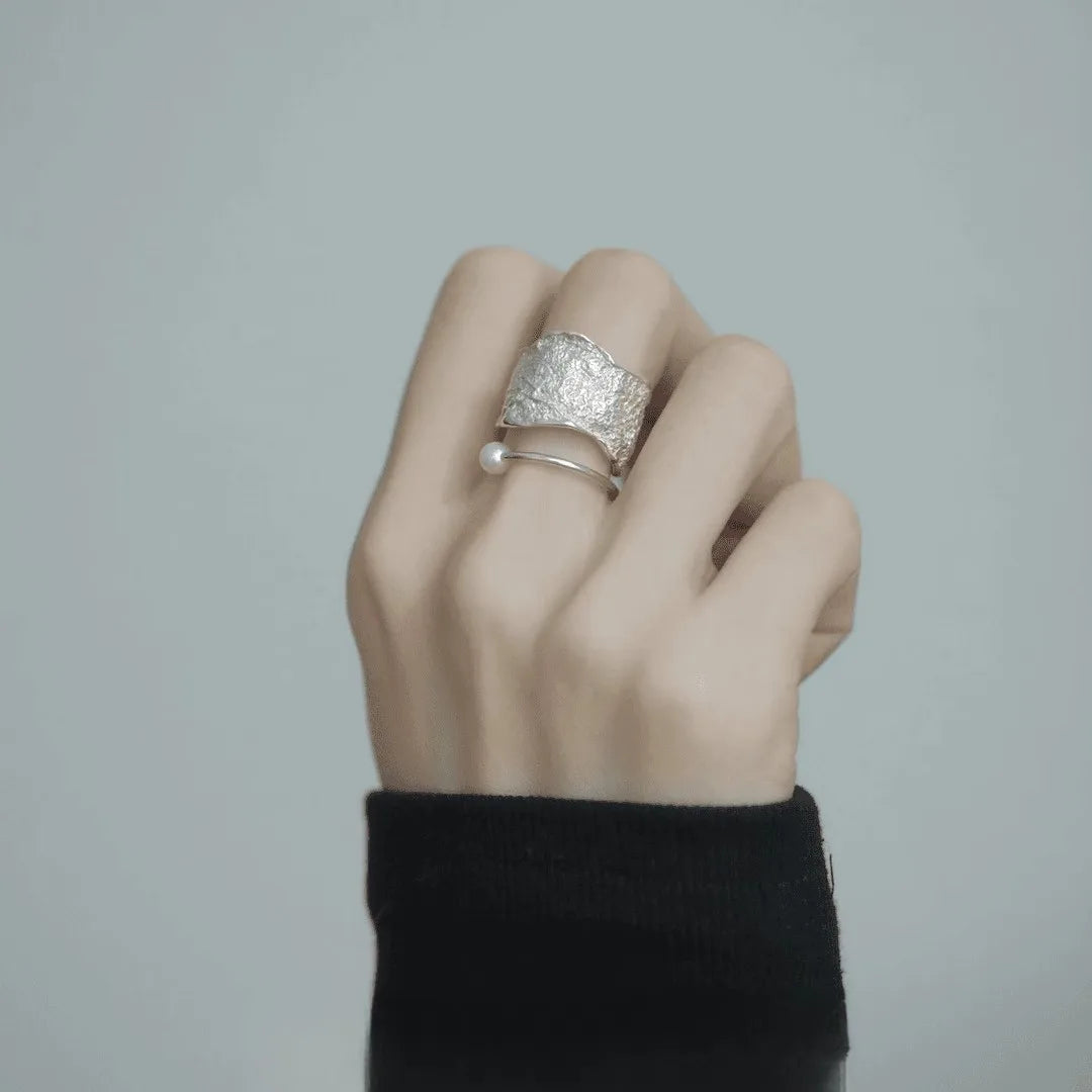 925 Sterling Silver Ring New Thick Simple Wave Thai Solid Double-layer Rings Trendy Couple Women Gift Dropship