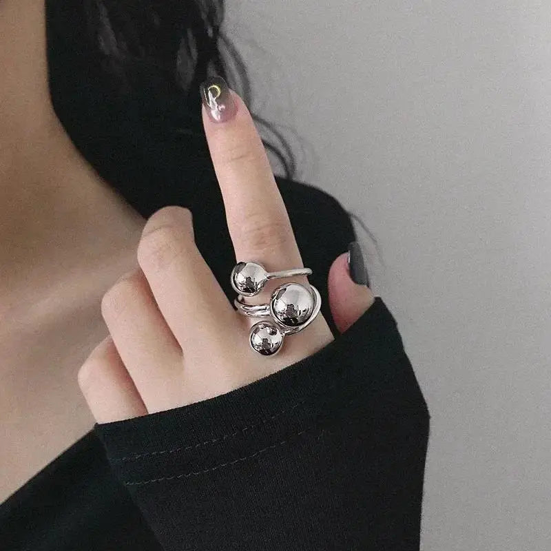925 Sterling Silver Ring New Thick Simple Wave Thai Solid Double-layer Rings Trendy Couple Women Gift Dropship
